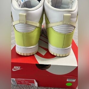 Nike women’s dunk high in White and Lime